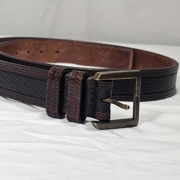 Allen Edmonds Men 42 Belt Black and Brown Leather Made In USA Casual Dress 99701 - Picture 6 of 8